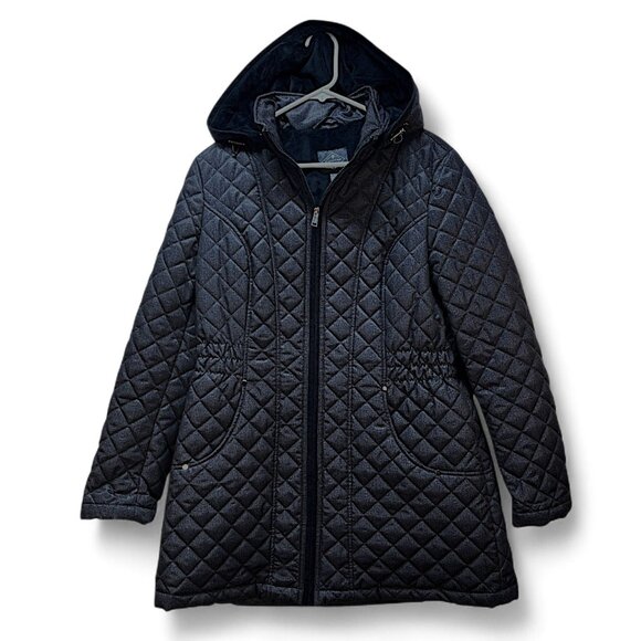 St John Bay Women's Navy Blue Coat Jacket Zipper Removable Hood Vests Size L - Picture 1 of 13